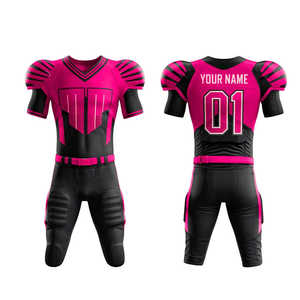 Uniforme de football américain à manches courtes, respirant et à séchage rapide, avec nom et numéro personnalisés, entièrement cousu - Product Image 1