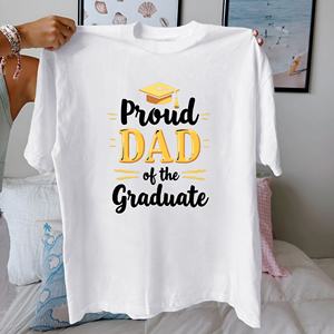 เสื้อยืดผู้หญิงผ้าถักพิมพ์ลายลำลอง Proud Dad of the Graduate ผ้าฝ้าย 100% ทรงพอดีตัว - Product Image 1