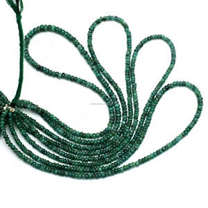 Forme de rondelle lisse émeraude naturelle de haute qualité 16 pouces 2 à 5.5mm perles de brin de pierres précieuses pour la fabrication de bijoux - Product Image 2