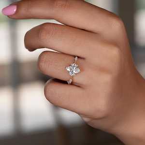 Anillo de Compromiso de Oro Macizo de 10k, 14k, 18k con Filigrana Dorada, Halo de Diamantes y Diamantes de Laboratorio con Claridad VS VVS1, Corte Marquesa y Agrupación de Diamantes - Product Image 5