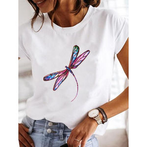 Camiseta Túnica Casual de Mujer al por Mayor, Tallas Grandes, Cuello Redondo, Estampada, Holgada con Botones - Product Image 5