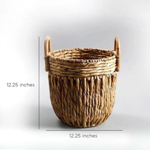 Cesta de almacenamiento de hierba marina natural, rústica, duradera y versátil, cesta de almacenamiento de jacinto de agua y ratán para organizar el hogar - Product Image 6