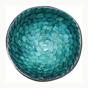 Handmade Lightweight <b>Coconut</b> <b>Bowl</b> Set With Mother of Pearl Scale Pattern Durable and Safe for Food Serving and Home Decor - Product Image 1