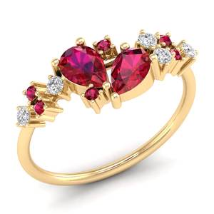 Anillos de compromiso REYES Precious Jewelry de plata de ley 925 con moissanita, corte pera, gema de rubí de 1 quilate, joyería fina para mujer - Product Image 2