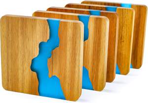 Sous-verre en résine et bois de chêne pour boissons, café, cuisine, maison, fait main, unique, cadeau de pendaison de crémaillère - Product Image 4