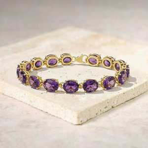 Handmade African Amethyst <b>Charm</b> <b>Bracelet</b> 925 Sterling <b>Silver</b> Rhodium Plated Adjustable Luxury GIA Certified Unisex Jewelry - Product Image 3