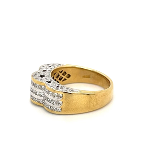 Women's 18K <b>Gold</b> Plated Hip Hop <b>Cocktail</b> <b>Ring</b> with Natural Round Diamond Channel Setting Glam Wedding Engagement <b>Ring</b> - Product Image 2