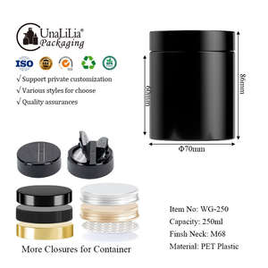 Pot en plastique PET noir de 250 ml (8 oz) à parois droites, imprimé en sérigraphie, avec étiquette personnalisée, pour vitamines, médicaments, pilules, compléments alimentaires - Product Image 2