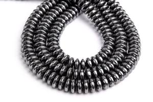 ลูกปัดเฮมาไทต์สีดำธรรมชาติทรงรอนเดลล์ สำหรับทำเครื่องประดับ สร้อยข้อมือ สร้อยคอ งานฝีมือ DIY - Product Image 5