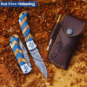 Cuchillo Plegable de Supervivencia de Acero de Damasco de Grado Industrial, Hoja de 3 Pulgadas, EDC - Product Image 5