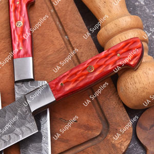 Ensemble de 5 couteaux de chef pour barbecue en acier Damas, qualité industrielle professionnelle, faits à la main, manches ambidextres, étui en cuir pour - Product Image 6