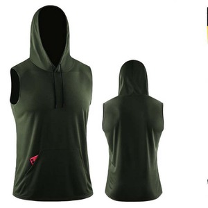 <b>Men's</b> Sleeveless Hooded Sweatshirt Black Quick Dry Knitted Casual Summer Wear With Pocket - Product Image 6