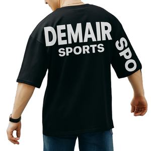 เสื้อยืดแขนสั้นโอเวอร์ไซส์แบบลำลองแนวสปอร์ตสำหรับผู้ชายมีสไตล์100% ไหล่ตกผ้าฝ้าย260กรัมเฮฟวี่เวทพิมพ์ลายด้านหลัง - Product Image 2