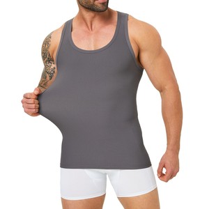 Men's <b>Black</b> Ribbed Knitted Sleeveless <b>Tank</b> <b>Top</b> O-Neck Solid Color Casual Style Breathable Fit - Product Image 3