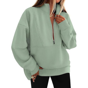 Custom <b>Women</b> <b>Quarter</b> <b>Zip</b> <b>Sweatshirt</b> With Breathable Performance Fabric Relaxed Fit For Active Sports And Outdoor Wear - Product Image 1