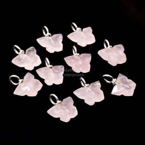 Colgante de mariposa de cuarzo rosa AAA, plata 925, tallado a mano, amuleto de piedra preciosa, colgante de cuarzo rosa natural para fabricación de joyas al por mayor - Product Image 2