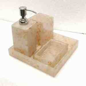 Juego de Baño de Resina Blanca de Lujo de Cuatro Piezas con Bandeja Rectangular Fácil de Limpiar, Dispensador de Jabón y Vaso, RR ENTERPRISES, Hecho en India - Product Image 3