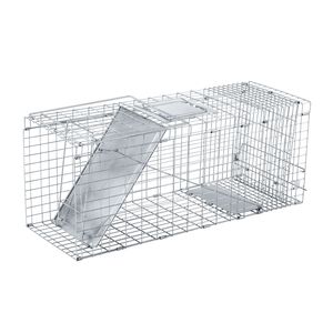 Trappola Pieghevole Robusta da 32 Pollici in Argento per Animali Vivi, Gatti e Procioni, con Maniglia - Strumento per il Controllo dei Parassiti - Product Image 2