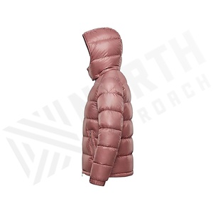 Hooded Quilted Waterproof <b>Bubble</b> Jacket Black Full Sleeve Winter Windproof Cotton Shell Knitted Fabric Polyester Filling Stand - Product Image 3