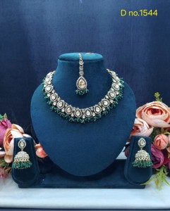 Exquisite Pear Cut Stone Studded Necklace <b>Set</b> Traditional Wear Jewelry <b>Sets</b> Antique Gold Plated Fashion <b>Jewellery</b> <b>Set</b> For Womens - Product Image 5