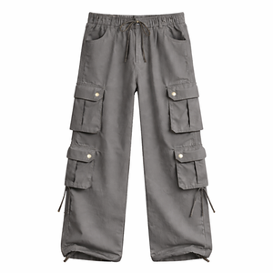Pantalones Cargo Beige de Pierna Ancha para Mujer, Corte Holgado, Algodón Twill, Estilo Urbano, Multibolsillos, Casual, para Exteriores, Moda Y2K - Product Image 2