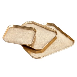 Bandejas de Servicio de Aluminio Chapadas en Oro de Alta Calidad con Forma de Manzana para el Hogar y Bodas, Bandejas para Servir Comida y Bebidas en la Mesa - Product Image 2