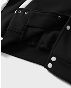 PROFIT SPORTS Veste universelle unisexe à col en V, coupe classique, noire et blanche, hiver, décontractée, réversible, respirante, coupe-vent, laine/cuir - Product Image 6