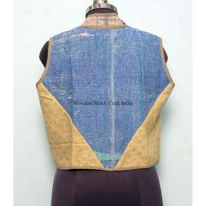 Chaleco de punto de algodón vintage para mujer, estilo indio con patchwork, multicolor, transpirable, de grosor estándar, para invierno. - Product Image 5