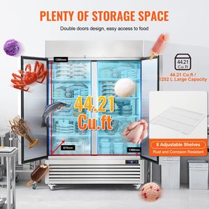 Congelatore verticale in acciaio inossidabile da 44,21 piedi cubi con 2 porte e sbrinamento automatico - 54,4 pollici di larghezza - Product Image 4