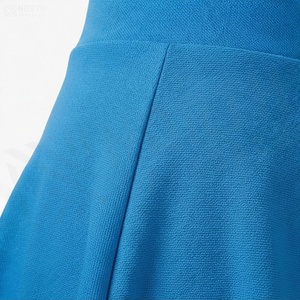 กระโปรงทรงเอไลน์สั้นสำหรับผู้หญิง สีพื้น เอวยางยืด จีบระบาย สไตล์ลำลอง สีน้ำเงิน ผ้าโพลีเอสเตอร์ทอ 100% ใส่ได้ทุกฤดู - Product Image 5