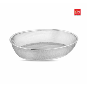 Panier à fruits ovale en acier inoxydable, plateau de rangement multi-usages en maille pour ustensiles de cuisine - Product Image 1