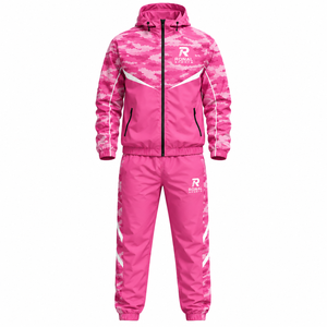 RONAL SPORTS Pink Camouflage Tracksuit Full <b>Zip</b> <b>Hooded</b> Sporty Design Quick Dry Polyester Men Women Adult Spring Wear - Product Image 1