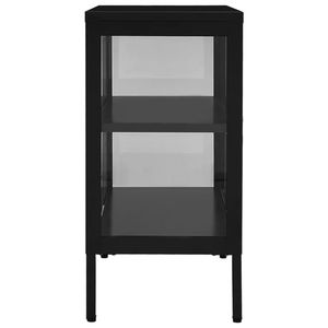 Aparador Mediano en Acero con Recubrimiento en Polvo Negro para Sala de Estar, Gabinetes Elegantes y Duraderos - Product Image 4