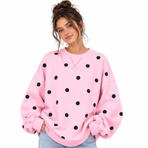 Comprar Sudadera Oversize de Mujer con Estampado de Puntos, Cuello Redondo, Hombros Caídos, Manga Larga, Tejida, Casual, para Otoño - Product Image 2