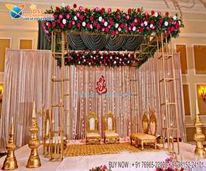Modern Style <b>Decorative</b> Metal Mandap <b>Decor</b> Beautiful Metal Mandap With Floral <b>Decor</b> Trending Wedding <b>Decor</b> Round Metal Mandap UK - Product Image 3