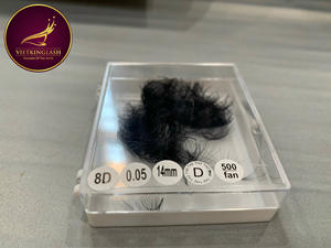 Fabricante 3D 5D 8D 6D Base delgada suave Promade Fans PBT Fibras Volumen Pelo sintético Extensiones de pestañas negras naturales Longitud de mezcla - Product Image 3