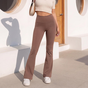 Mid-Waisted Lifting Flared Yoga Pants for Women New Style Eco-Friendly Solid Pattern <b>Tummy</b> <b>Control</b> Fitness Sports Leggings - Product Image 5