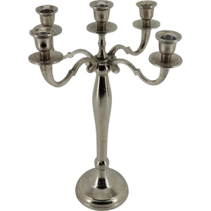 Tall 5 Arm Silver Aluminum Candelabra Candle Holder Traditional Design Metal <b>Candlestick</b> For Wedding Centerpieces Events - Product Image 6