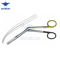 Heymann Scissors 17 cm / 6-3/4 Inch Curved to Left One Blade Serrated Super Cut TC Surgical Medical Precision Scissors