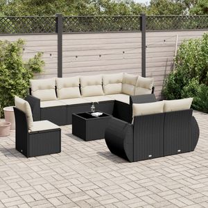 Grande divano da giardino modulare in poliestere nero - Product Image 1