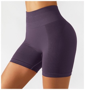 Shorts de yoga sans couture pour femmes, taille élastique, couleur unie, respirants, extensibles dans quatre directions, séchage rapide, effet push-up pour l'abdomen, course et fitness - Product Image 4