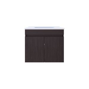 Mobile bagno sospeso Chaux con doppia anta, lavabo in resina e due ripiani, design ampio, nero - Product Image 5