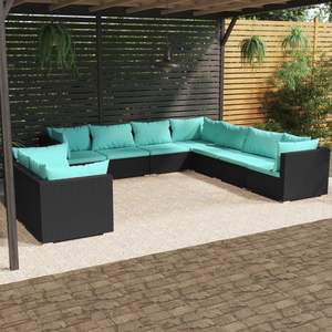Conjunto de Muebles de Jardín de Diseño Moderno en Ratán Sintético Negro - Product Image 1
