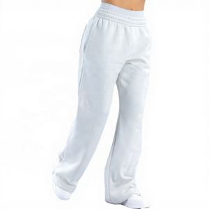 Pantalon de survêtement blanc pour homme, taille élastique, décontracté, en coton mi-lourd, devant plat, poches latérales, style automne 2027 - Product Image 5