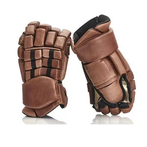 Guantes de hockey sobre hielo de cuero transpirable con palma, tacto fuerte, dedos completos, correa de muñeca ajustable, cierre con cordones, ajuste rápido, protección premium - Product Image 1