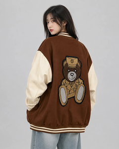 Purple Varsity Jacket With <b>White</b> Sleeve And Letter S Logo Women's College Style Autumn Wear - Product Image 6