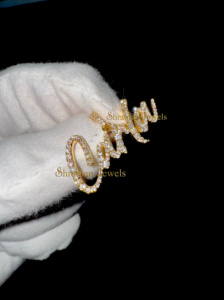 SHRAMAN DIAMOND Collar con Colgante de Letra Inicial Cursiva Personalizada, Estilo Hiphop, Oro Sólido de 14K, con Diamantes Cultivados en Laboratorio, Brillantes - Product Image 6