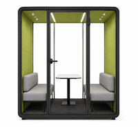 Cabine de réunion acoustique moderne avec éclairage LED et isolation phonique pour usage professionnel