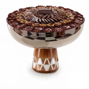 Durable <b>Chocolate</b> Bowl Silver Lotus Petal Shaped Pedestal Dish <b>Pink</b> Marbled Base Arabic Sweet Candy Display <b>Chocolate</b> Bowl - Product Image 4