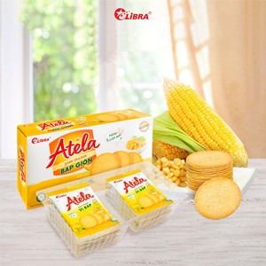 Galletas crujientes de maíz HALAL ATELA, 150G, caja de bolsita de sabor dulce salado, embalaje de FMCG, aperitivo único sabroso de Vietnam - Product Image 1